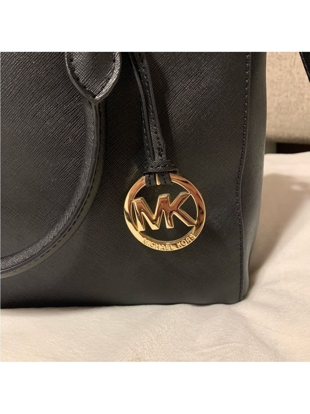 Michael Kors Black Satchel with Gold Accents and Adjustable Strap - Picture 4 of 10